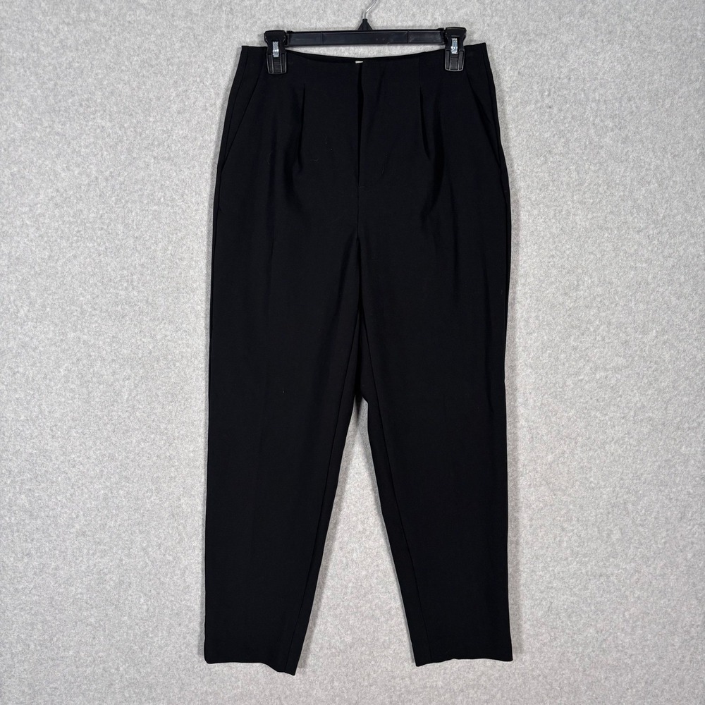 A New Day Pleated Trouser Pants Size 6 Crepe Knit Tapered Cropped Stretch Career